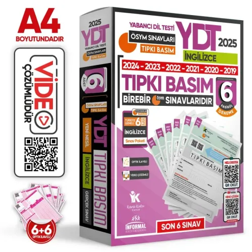 İnformal YDT İngilizce Tıpkı Basım 6 lı Deneme Paketi 2025