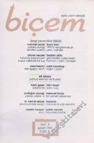 Biçem Aylık Yazın Dergisi - Sayı: 5      Şubat