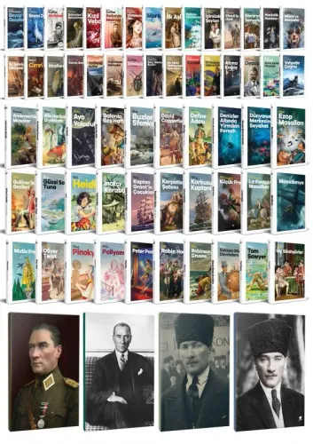 60 Dünya Klasiği ve Atatürk Temalı 64 Sayfa Çizgili Defter Seti -2 - H