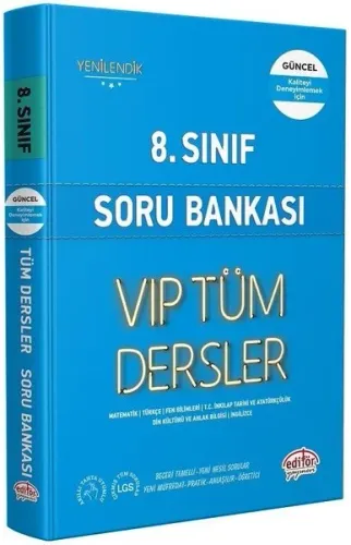 Editör Vip 8. Sınıf Tüm Dersler Soru Bankası Mavi Kitap Kamp: