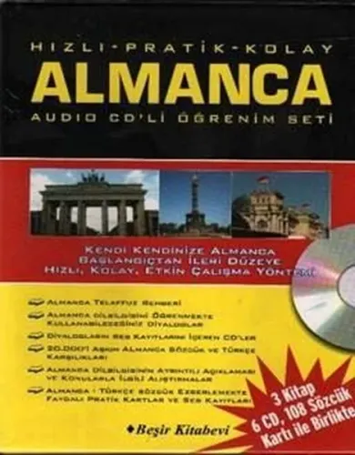 Hızlı & Pratik & Kolay Almanca Öğrenim Seti (2 Kitap, 6 Cd, 119 Sözcük Kartı)