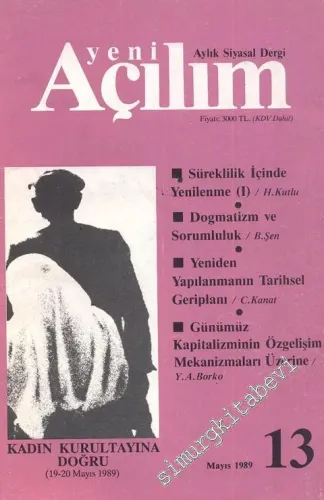 Yeni Açılım - Aylık Siyasal Dergi - Sayı 13, Mayıs 1989