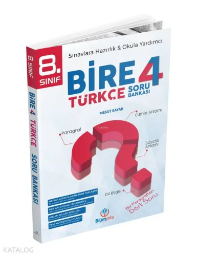 Bilimyolu Yayınları 8. Sınıf LGS Türkçe Bire 4 Soru Bankası Bilimyolu