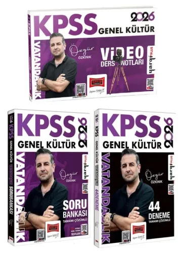 Yargı Yayınları 2026 KPSS Vatandaşlık Video Ders Notları Soru Bankası ve 44 Deneme 3'lü Set