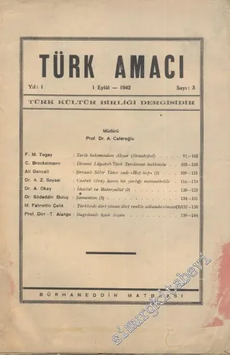 Türk Amacı - Sayı: 3, Eylül 1942