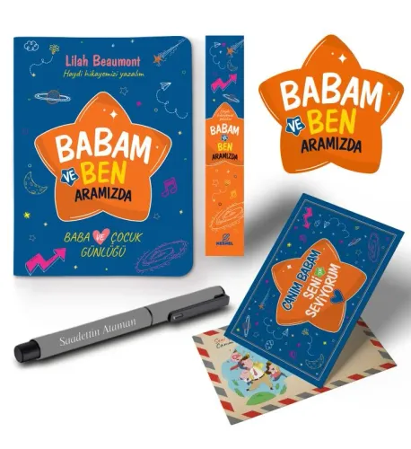 Babam ve Ben Aramızda Ayraç Kartpostal Kalem - Gri