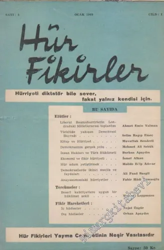Hür Fikirler Dergisi - Sayı: 3  I    Ocak