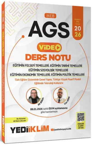 Yediiklim Yayınları 2026 MEB AGS Eğitimin Temelleri ve Temel Kavramlar Türk Milli Eğitim Sisteminin Genel Yapısı Eğitim ve Öğretim Teknolojileri Video Ders Notları
