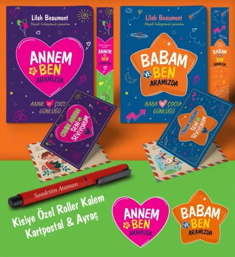 Annem - Babam ve Ben Aramızda Ayraç Kartpostal Kişiye Özel Kalem - Kır