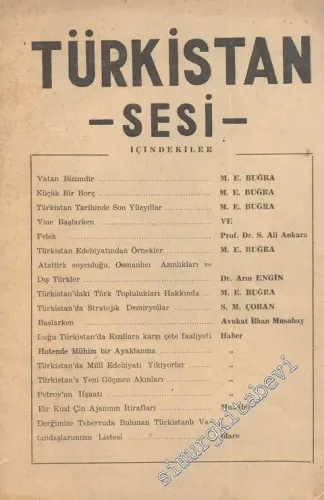 Türkistan Sesi - Aylık İlmi ve Kültürel Dergi - Sayı: 1, Temmuz 1956