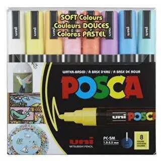 Uni POSCA 1.8-2.5 SuBazlıPosterMarkörüSotfRenk 8li