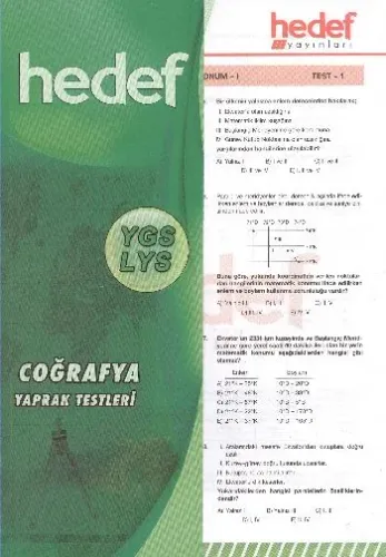 Hedef YGS-LYS Coğrafya Yaprak Testler Hedef YGS-LYS Coğrafya Yaprak Testler