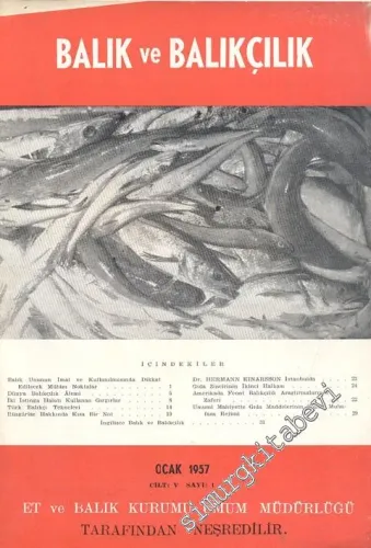 Balık ve Balıkçılık Dergisi - Sayı: 1, Ocak 1957, Cilt: 5