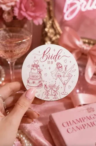 Bride To Be Temalı Bekarlığa Veda Bardak Altlığı 6'lı Set – 9 cm MDF D