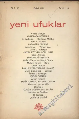 Yeni Ufuklar Aylık Sanat Fikir Dergisi - Sayı: 229, Ekim 1972       1972