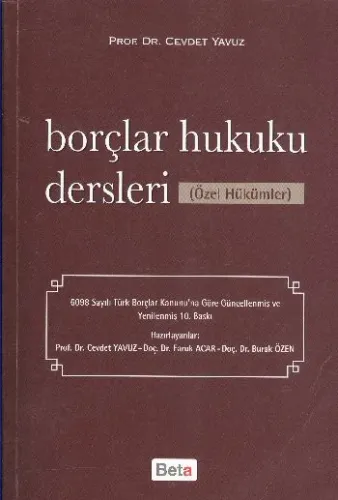 Borçlar Hukuku Dersleri (Özel Hükümler)