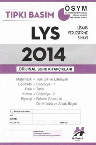 Havalı LYS Tıpkı Basım 2014 Orjinal Soru Kitapçıkları