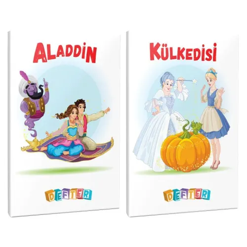 Aladdin ve Külkedisi 2'li 64 Sayfa 13,5x19,5 Okul Defteri Seti - Halkk