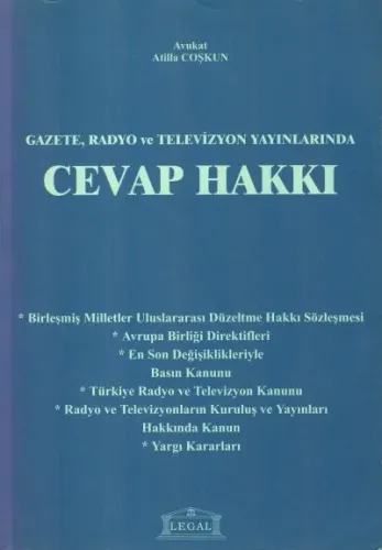Gazete , Radyo ve Televizyon Yayınlarında Cevap Hakkı
