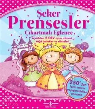 Şeker Prensesler Çıkartmalı Eğlence Açılabilen 2 Dev Oyun Sahnesi Kağıt Bebekler ve Elbiseleri