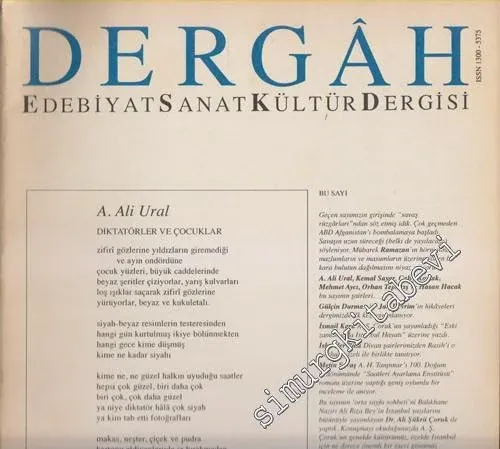 Dergâh: Aylık Edebiyat Sanat Kültür Dergisi - Sayı: 141, Kasım 2001, Cilt: 12