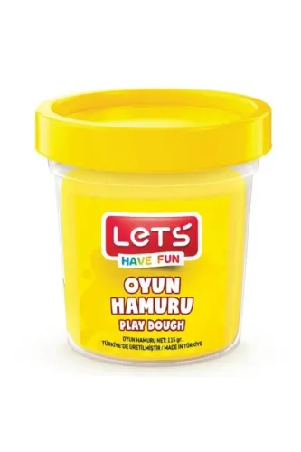 LETS Tek Renk Oyun Hamuru Sarı 115 gr. (Şeffaf Bardak)