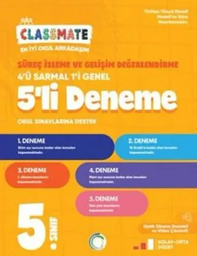 Okyanus Yayınları 5. Sınıf Classmate Süreç İzleme ve Gelişim Değerlendirme 5'li Deneme