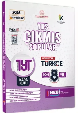 Karakutu Yayınları 2026 TYT Türkçe Karakutu ÖSYM Çıkmış Soru Bankası Video/PDF Çözümlü Konu Konu Son 8 Yıl
