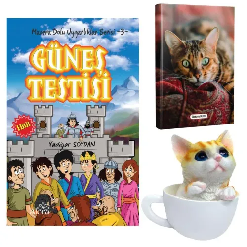Güneş Testisi - Şaşkın Kedi Planlama Defteri ve Fincanda Kedi Kumbara 
