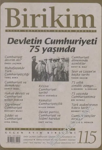 Birikim Aylık Sosyalist Kültür Dergisi - Sayı: 115, Kasım 1998