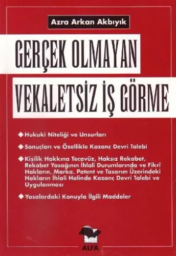 Gerçek Olmayan Vekaletsiz İş Görme Azra Arkan Akbıyık