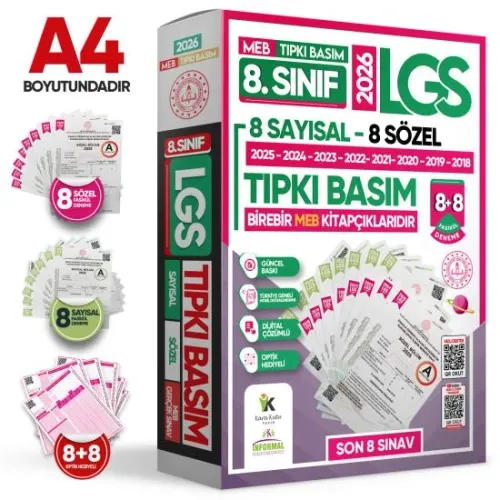 İnformal Yayınları 2026 8. Sınıf LGS Tıpkı Basım Çıkmış Soru 8+8 Fasikül Deneme Seti