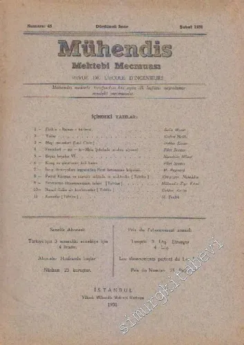 Mühendis Mektebi Mecmuası - Sayı: 45    Yıl: 4  Şubat