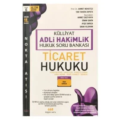 Külliyat Adli Hakimlik Hukuk Soru Bankası Ticaret Hukuku