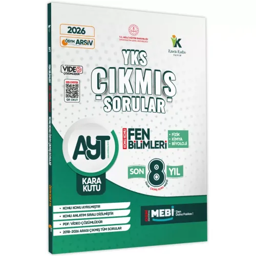 Kara Kutu Yayınları 2026 YKS-AYT Fen Bilimleri (Fizik-Kimya-Biyoloji) ÖSYM Çıkmış Soru Konu Konu Son 8 Yıl Video Çözümlü