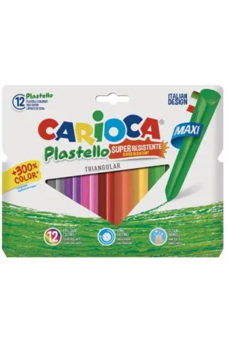 CARİOCA JUMBO ÜÇGEN ELLERİ KİRLETMEYEN YIKANABİLİR PASTEL MUM BOYA KALEMİ 12 RENK