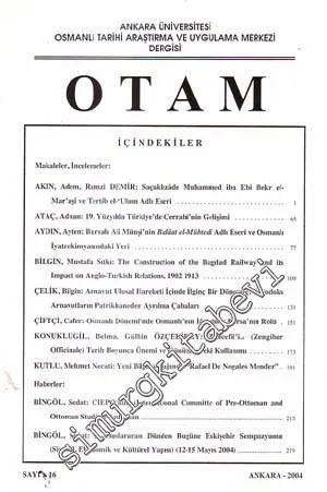 OTAM: Osmanlı Tarihi Araştırma ve Uygulama Merkezi Dergisi  - Sayı: 16; 2004