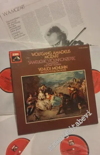 33 LP PLAK VINYL: Wolfgang Amadeus Mozart, Yehudi Menuhin, Das Bath Festival Orchester - Sämtliche Violinkonzerte, 4×Vinyl, Box Set -        1962
