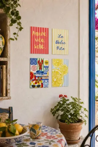 La Dolce Vita Tablo Seti 4'lü Set – Sicilya Temalı- 15x20 cm, 3 mm MD La Dolce Vita Tablo Seti 4'lü Set – Sicilya Temalı- 15x20 cm, 3 mm MD