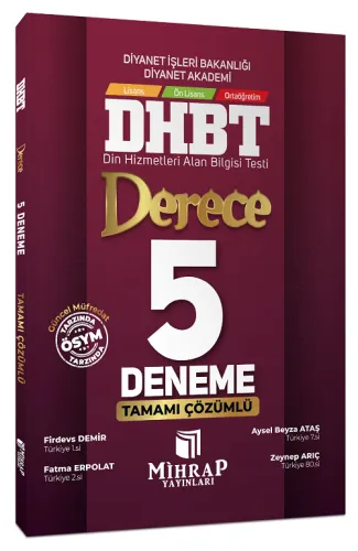Mihrap Yayınları DHBT Derece 5 Deneme Çözümlü
