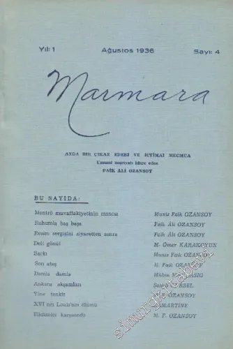 Marmara Dergisi - Sayı: 4    1  Ağustos
