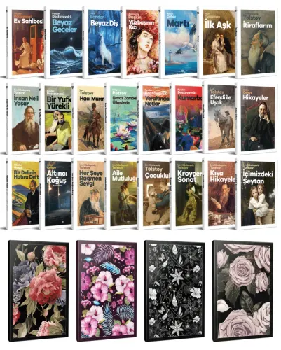 23 Dünya Klasiği ve Çiçekli Çizgili Defter Seti -1 - Halkkitabevi