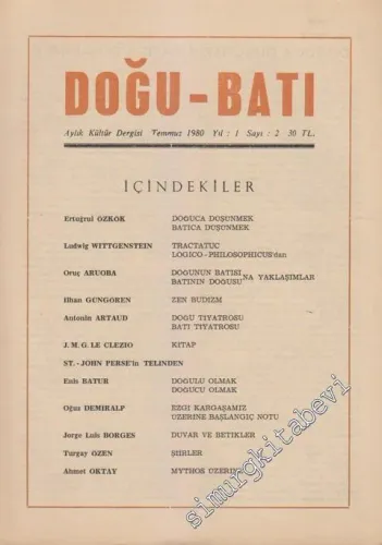 Doğu Batı Aylık Kültür Dergisi - Sayı: 2    Yıl: 1  Temmuz