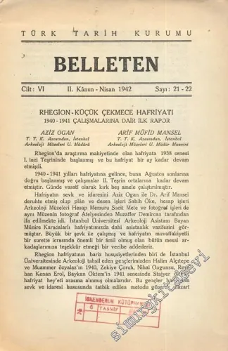 Türk Tarih Kurumu Belleten - Sayı: 21 - 22  6    2. Kanun - Nisan
