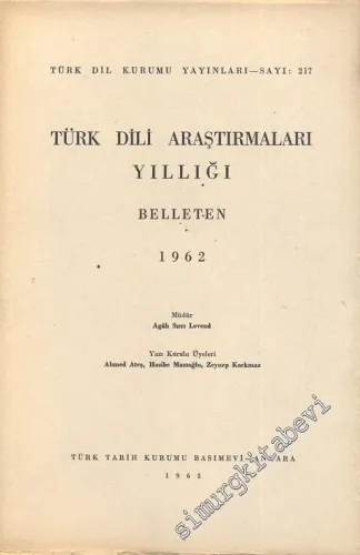 Türk Dili Araştırmaları Yıllığı Belleten 1962 - Yıl: 1962