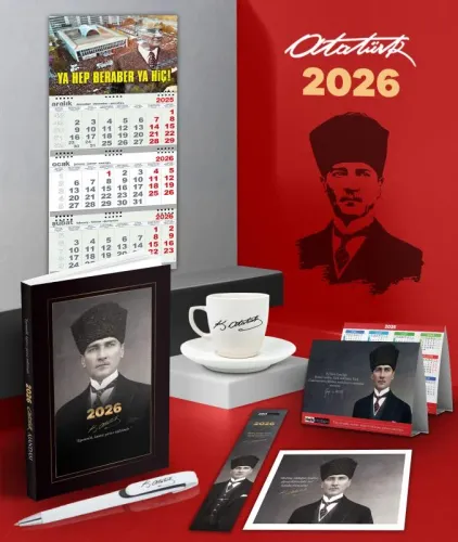 2026 Atatürk Kalpaklı Ajanda - Duvar Takvimi-YHBYH - Masa Takvimi - Ay