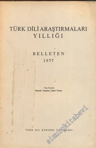 Türk Dili Araştırmaları Yıllığı Belleten 1977 - Yıl: 1977