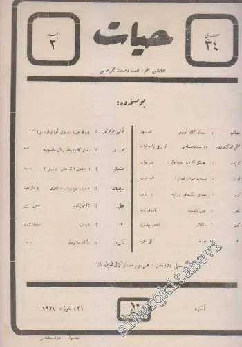 OSMANLICA: Hayat: Haftalık İlim, Felsefe ve Sanat Mecmuası -   Cilt: 2     21 Temmuz 1927