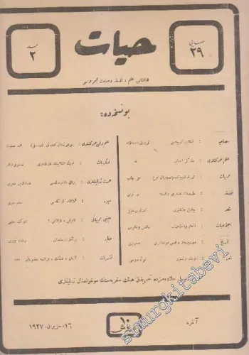 OSMANLICA: Hayat: Haftalık İlim, Felsefe ve Sanat Mecmuası -   Cilt: 2     16 Haziran 1927