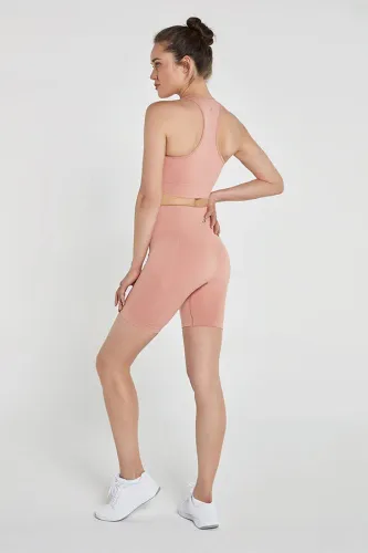Gela Şekillendirici Sport Biker Tayt Pastel Pembe